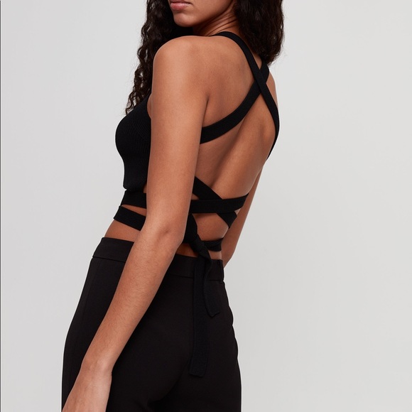 Aritzia Tops - Knit rose pink tie up shirt